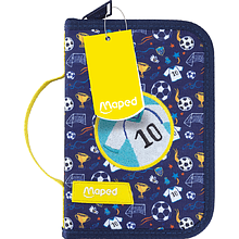 Пенал  "Foot", 1 отделение, с наполнением, синий, желтый