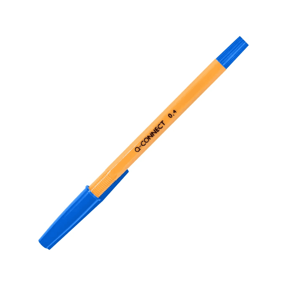 Ручка шариковая "Q-Connect", 0.4 мм, желтый, синий, стерж. синий