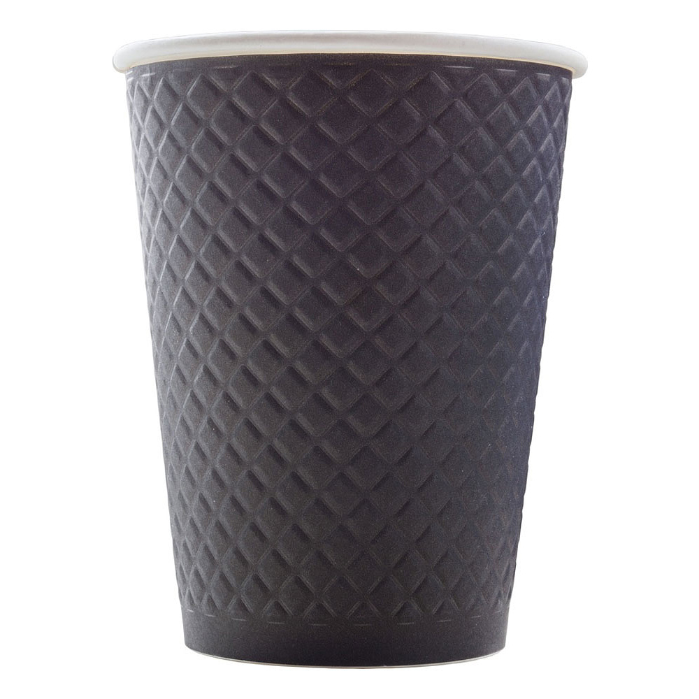 Стакан картонный "Waffle", 300 мл, 2 слоя, 25 шт/упак, черный