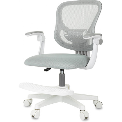 Кресло детское Бюрократ Burokids 3, сетка, ткань, пластик, корпус белый, подставка для ног, серый - 3