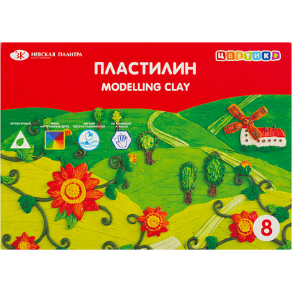 Пластилин "Цветик", 8 цветов 
