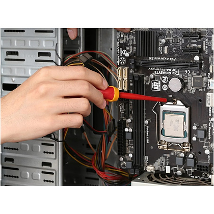 Отвертка диэлектрическая Deli YS EDL5141001, SL4х100 мм, желтый, красный - 5