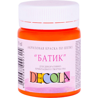 Краска акриловая по шелку перламутровая "Декола", 315 оранжевая, 50 мл., банка