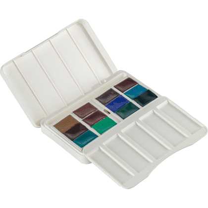 Краски акварельные "Белые ночи грануляция и натуральные земли", 12 цветов, кюветы - 4