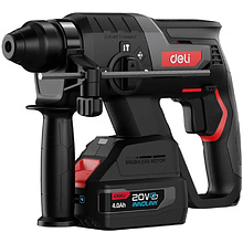 Перфоратор Deli RS EDE-DC20-2D4, аккум., 2 Дж, 3 реж., 4 А·ч*2, з/у 2А, кейс, черный, красный