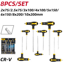 Набор Т-образных шестигранных ключей "Deli", с шаровым наконечником, желтый, черный