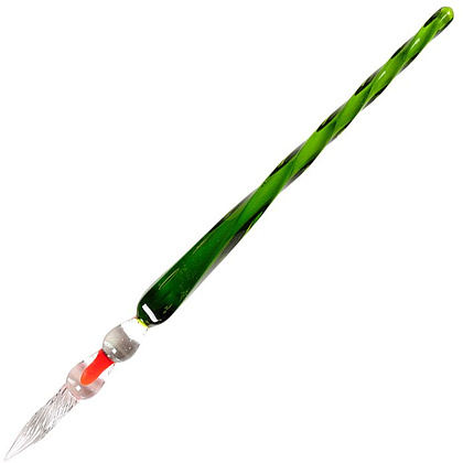 Перо для каллиграфия BRAUSE венецианское, стекло, зеленая витая ручка
