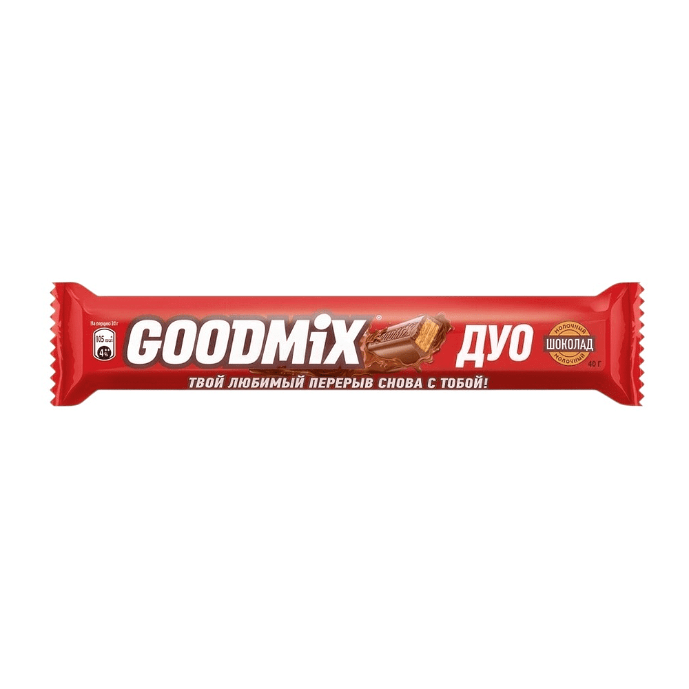 Шоколадный батончик Goodmix "Original", 40 гр, молочный шоколад с хрустящей вафлей