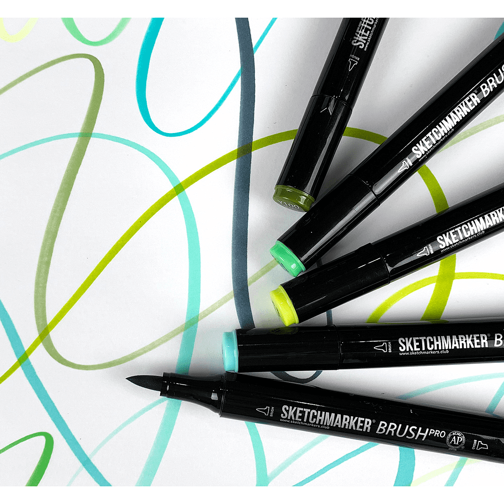 Маркер перманентный двусторонний "Sketchmarker Brush", B73 небесный - 5