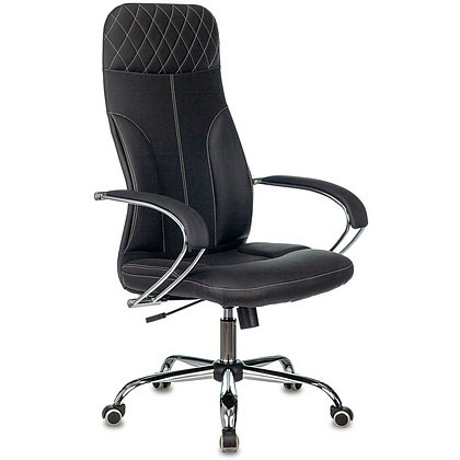 Кресло для руководителя Бюрократ CH-608SL/ECO, эко.кожа, металл, черный