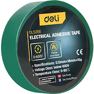 Изолента ПВХ Deli YS EDL5266, зеленая, 18 мм x 10 м, 130 мкм
