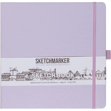 Скетчбук "Sketchmarker", 80 листов, 20x20 см, 140 г/м2, фиолетовый пастельный