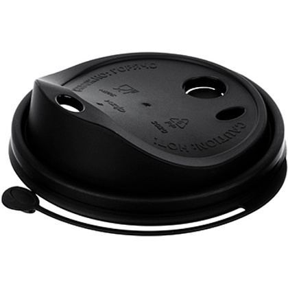 Крышка пластиковая для стаканов d=90 мм, для горячих напитков, 50 шт/упак, флип-топ, черный