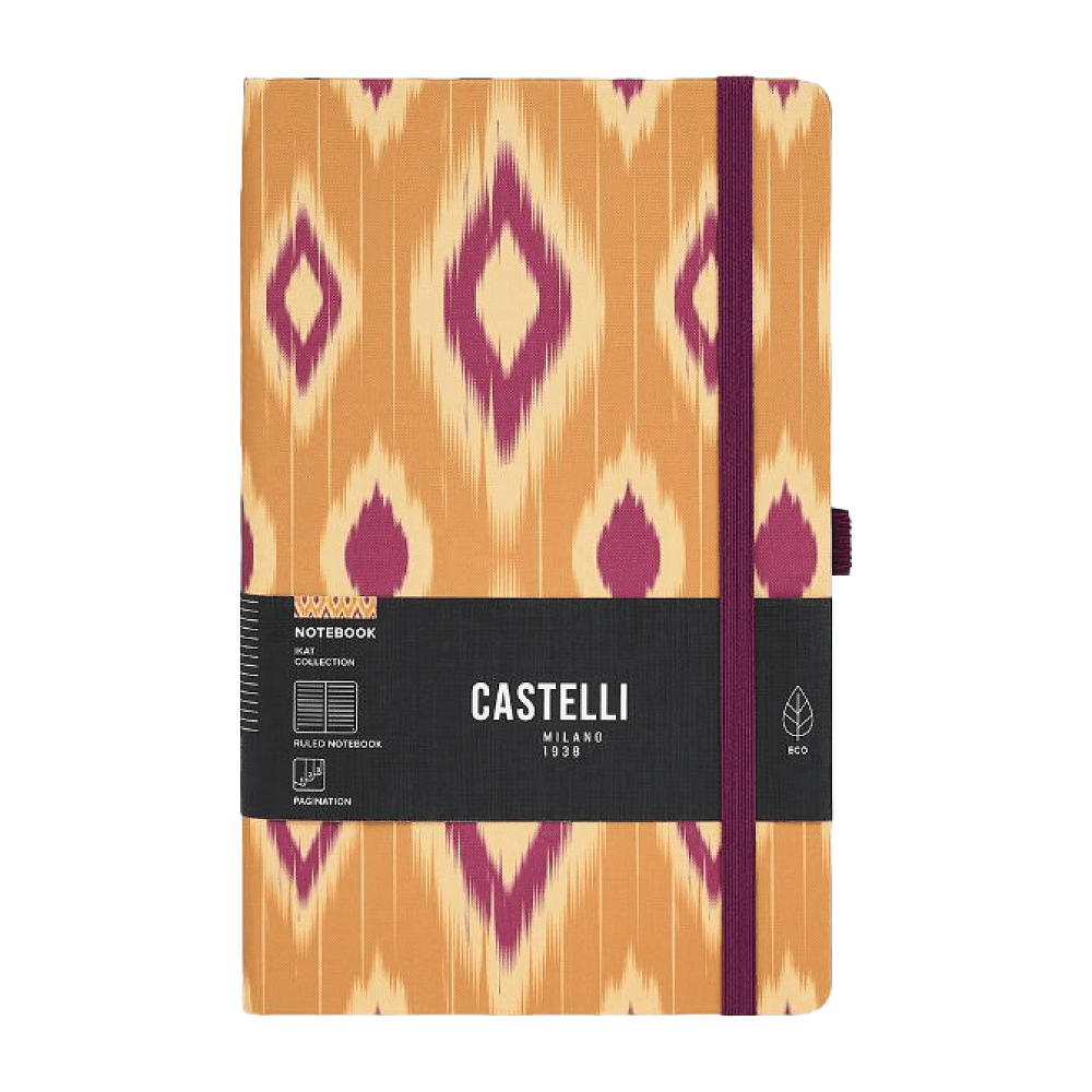 Блокнот "Ikat mustard blush", А5, 96 листов, линейка, оранжевый, бордовый