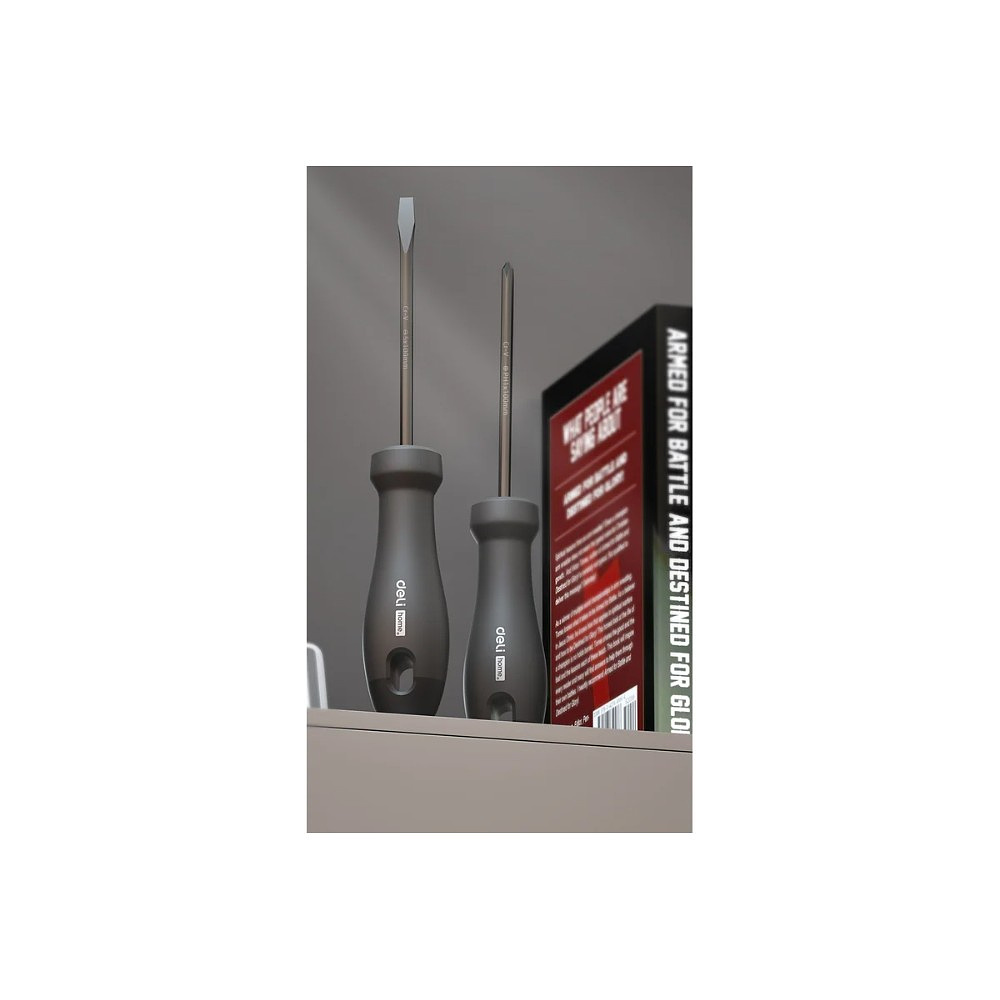 Набор отверток Deli HS EHT1002, 2 шт.(PH1х100,SL5х100), Soft Touch, черный - 6