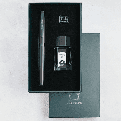 Ручка перьевая EF "Малевичъ", металл, с конвертером, набор чернила + значок, мокрый асфальт - 11