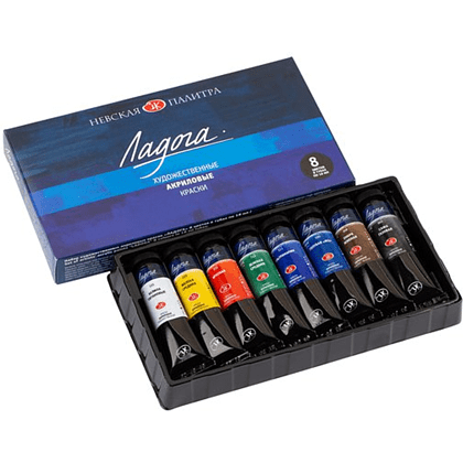 Краски акриловые "Ладога", 8 цветов, 18 мл