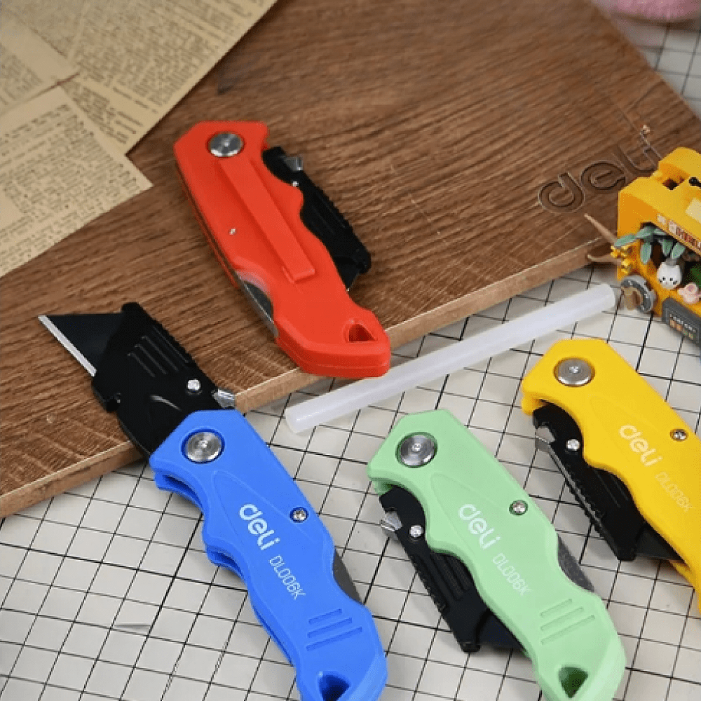 Нож строительный складной Deli YS EDL006K-4, 19 мм, трапеция, 4 шт. - 3