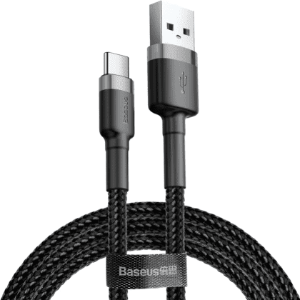 Кабель Baseus CATKLF-CG1, USB to Type-C, 2 м, Gray+Black