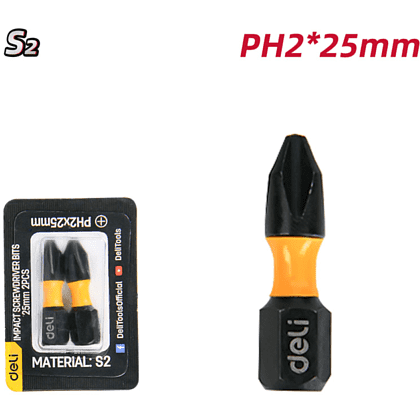 Бита Deli YS EDL251002Z, ударная, 2 шт., PH2 x 25 мм - 5