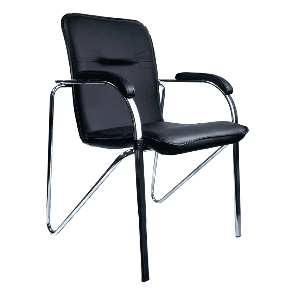 Кресло для посетителей PMK "Samba Pegasso Black", мягкие подлокотники, экокожа