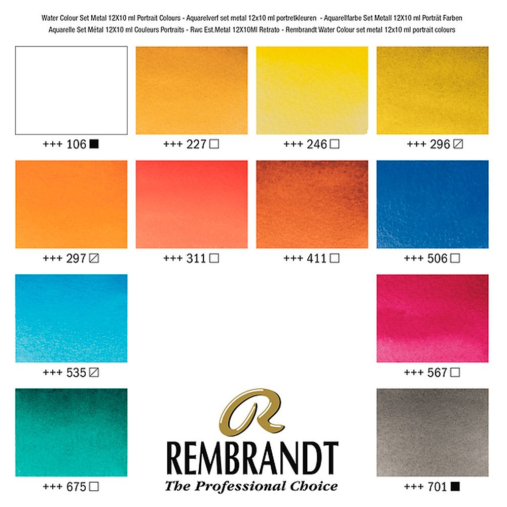 Набор красок акварельных портретных "Rembrandt", 12 цветов, 10 мл, тубы - 2