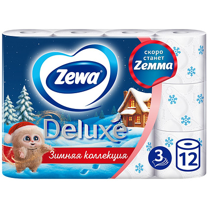 Бумага туалетная Zewa Deluxe 3 слоя, 12 рулонов