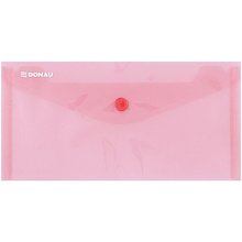 Папка-конверт на кнопке "Donau DL", dl, красный прозрачный