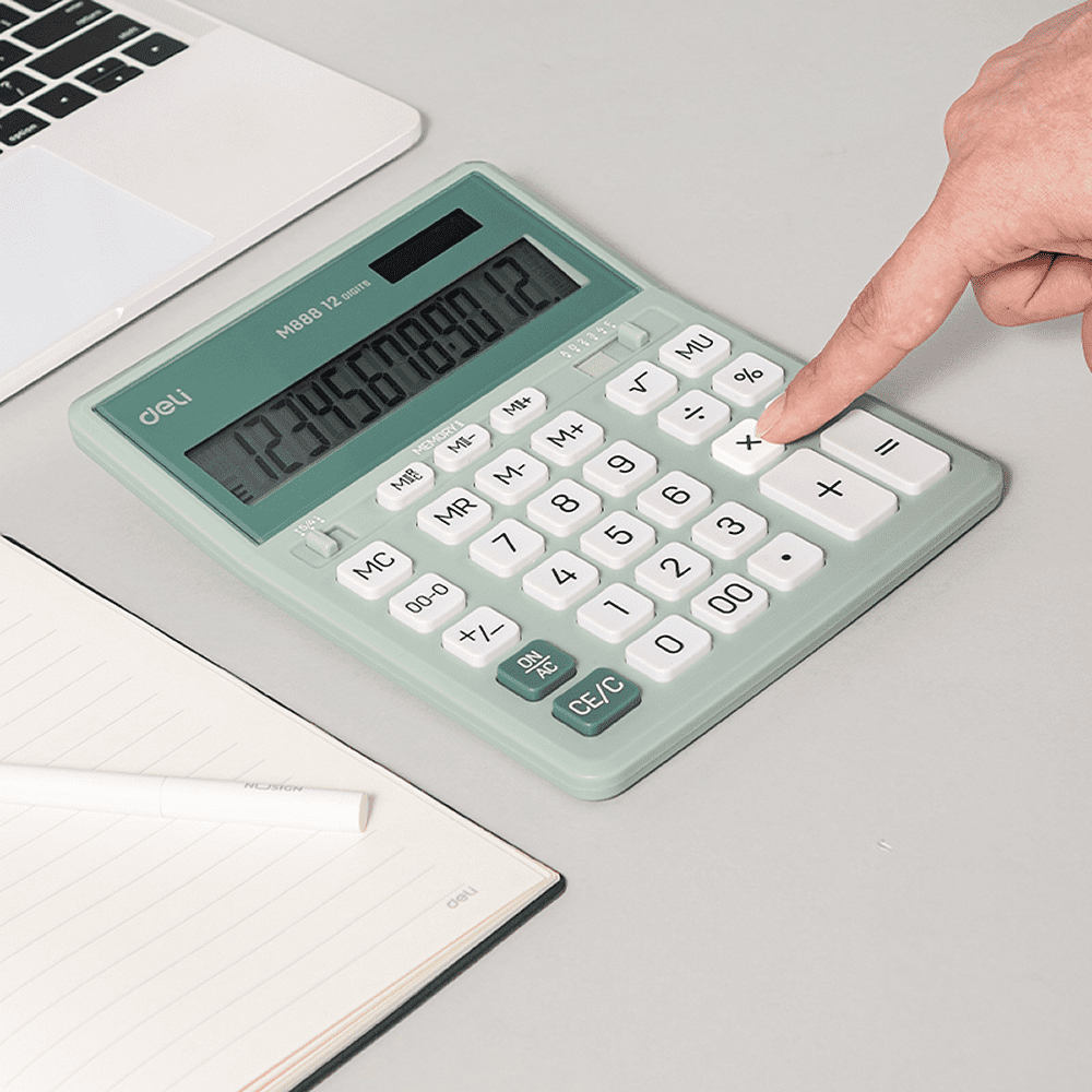 Калькулятор настольный EM888A Deli, 12-разрядный, пластик, зеленый - 2