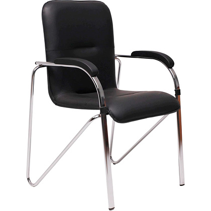Кресло для посетителей SitUp Samba Chrome, экокожа черный