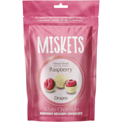 Конфеты "Miskets", 80 гр, малина  в белом шоколаде