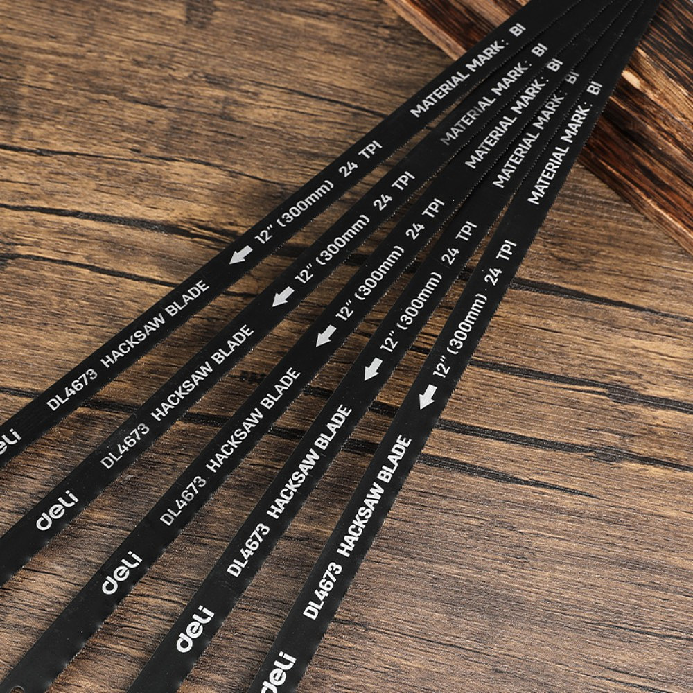 Набор полотен для ножовки Deli YS EDL4673, по металлу, 300 мм, 24TPI, 5 шт, черный - 6