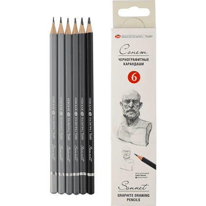 Набор чернографитных карандашей "Сонет", 6 шт., НB-8В