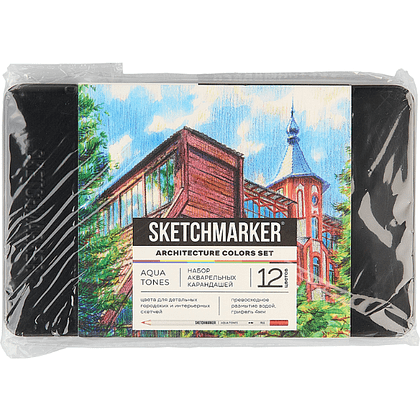 Цветные карандаши акварельные "Sketchmarker Архитектура", набор 12 цветов, жестяной пенал - 2