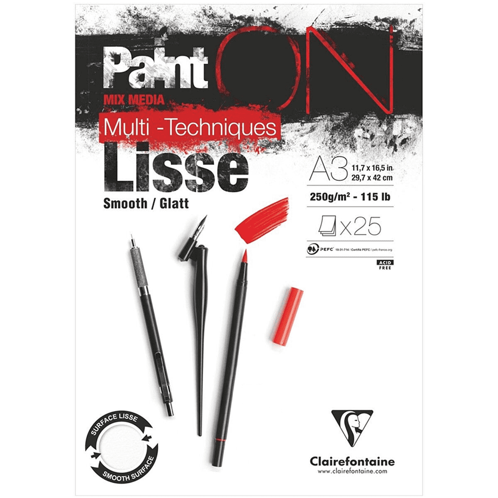 Блок-склейка "Paint'On", А3, 250г/м2, 25 листов, белая бумага