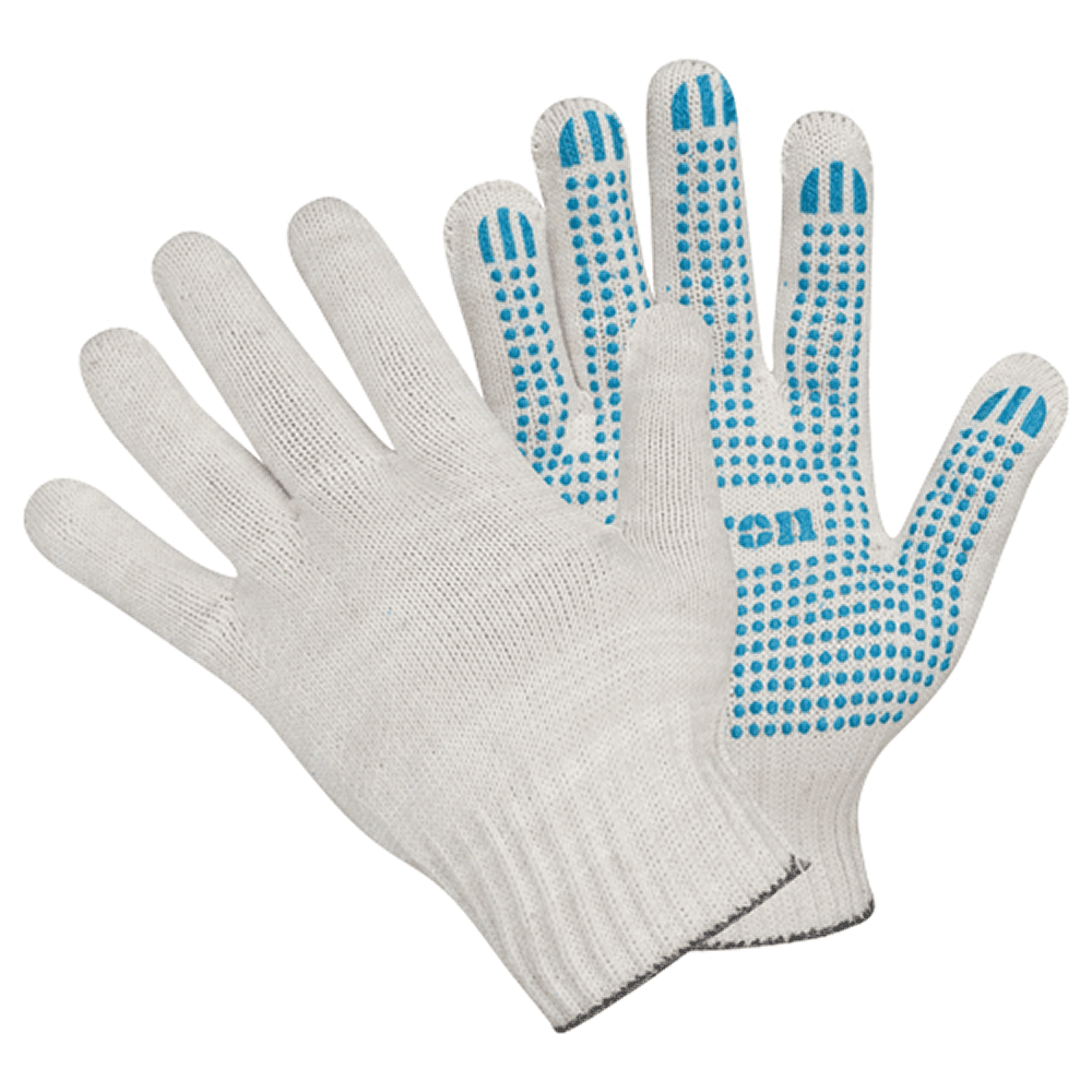 Перчатки трикотажные х/б, с ПВХ покрытием Точка из 6-и нитей, 10 кл. вязки, белый, в и/у - 3