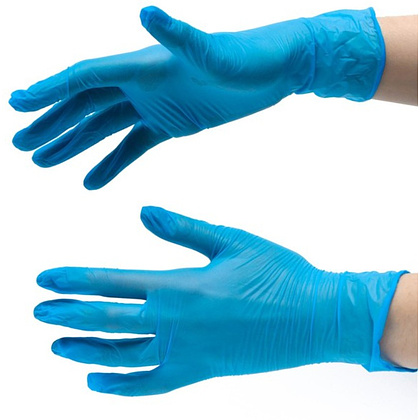 Перчатки нитриловые неопудренные одноразовые ZKS, р-р XL, 100 шт./уп. голубой - 3
