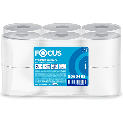 Бумага туалетная Focus Optimum, 150 метров, 2 слоя, 100% целлюлоза