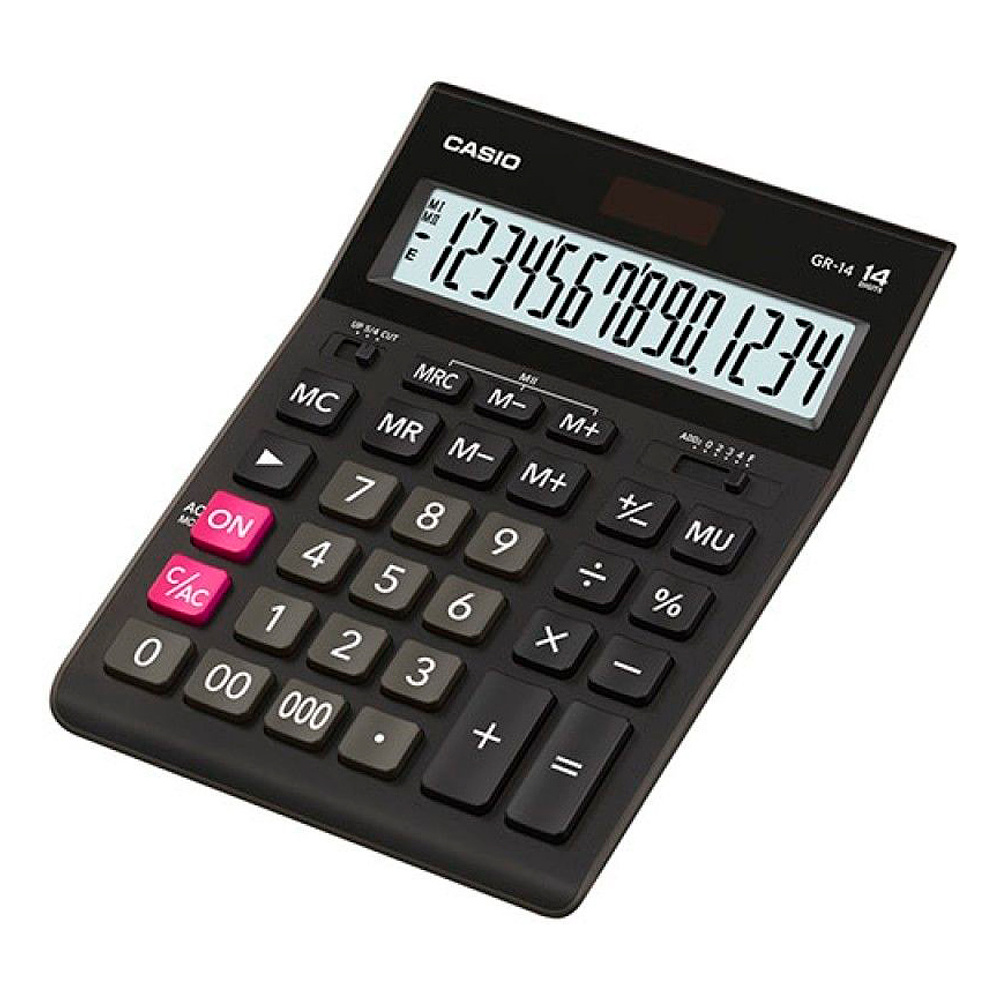 Калькулятор настольный Casio "GR-14", 14-разрядный, черный