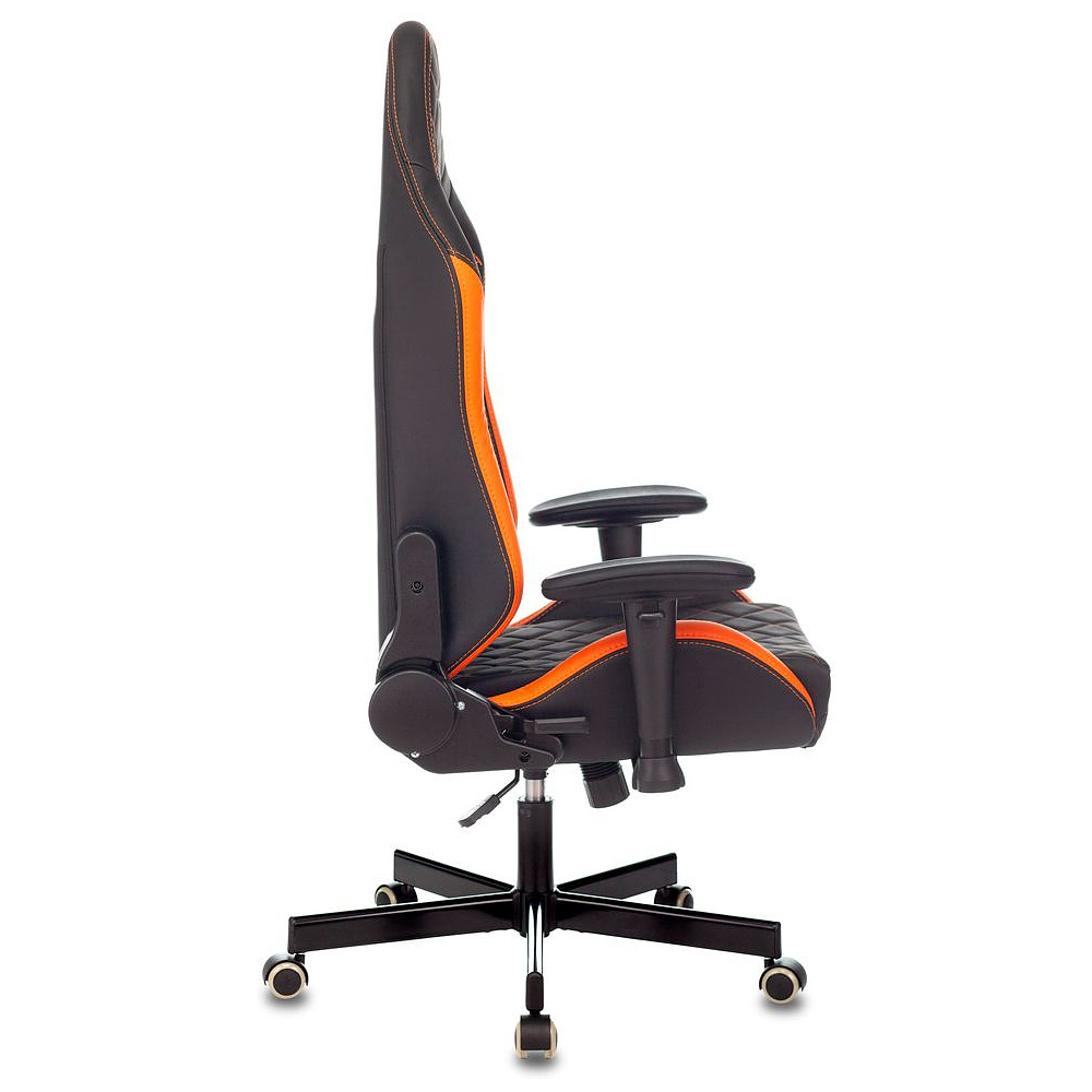 Кресло игровое "Knight Explore", экокожа, металл, черный, оранжевый - 9