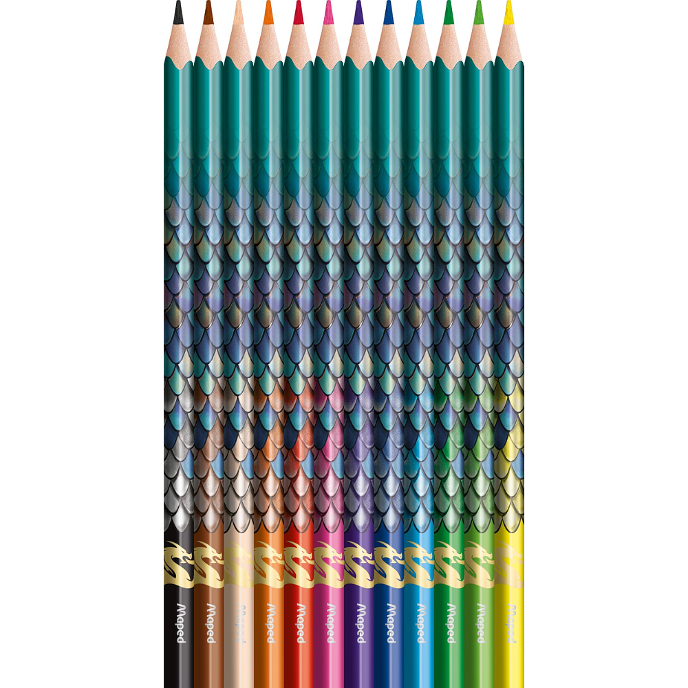 Цветные карандаши "Dragon", трехгранные, 12 штук  - 2