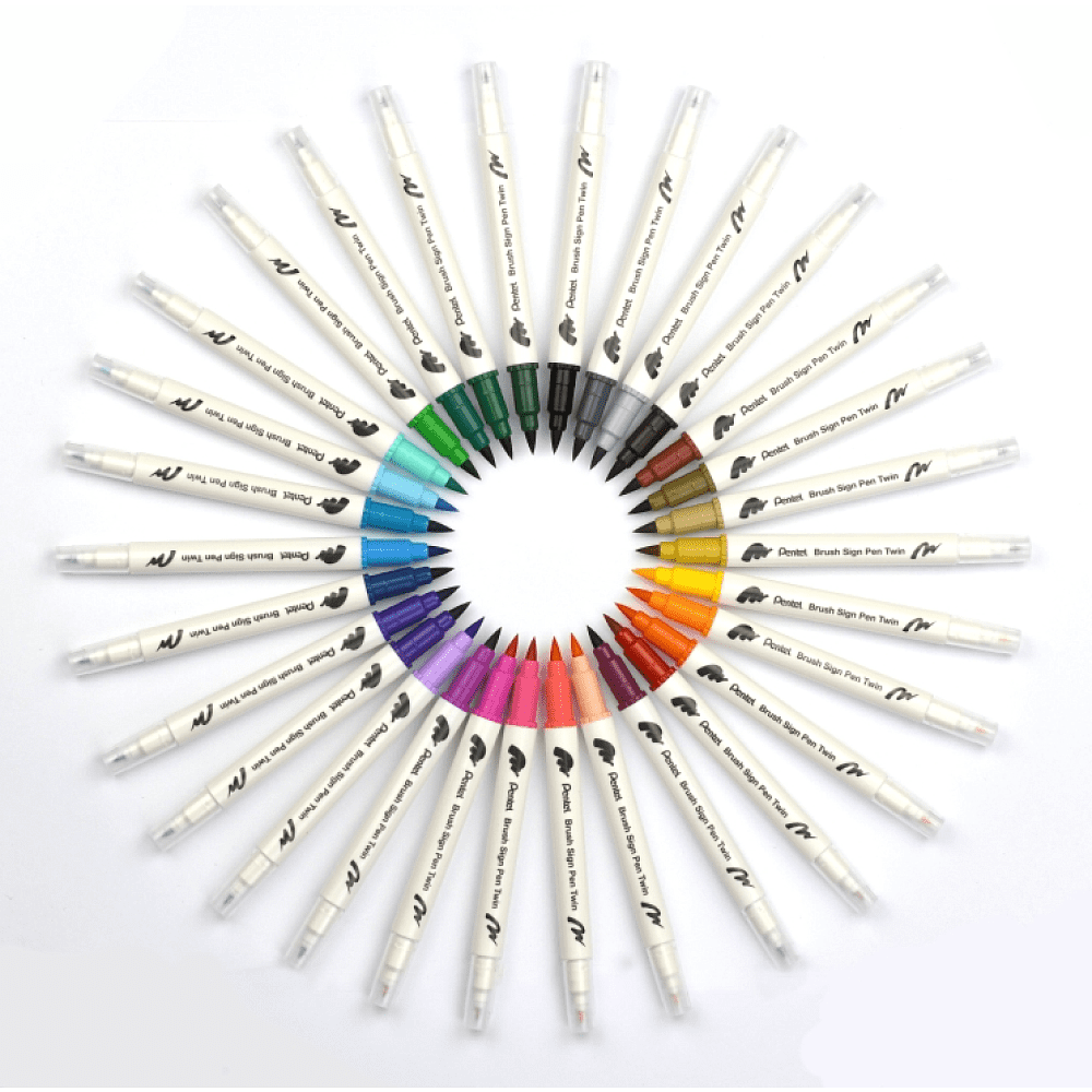 Маркер-кисть "Brush Sign pen twin", 12 шт - 10