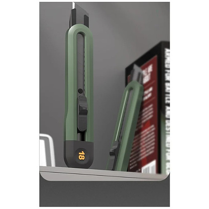 Набор ножей строительных Deli HSEHT4003L, 3 шт (ножи 9мм/18мм/трапеция), Soft Touch, зеленый - 10