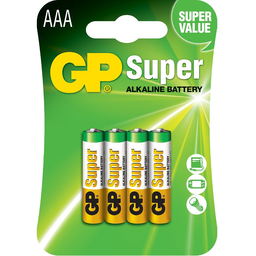 Батарейки алкалиновые GP Super LR03/24A 4BP, 4 шт