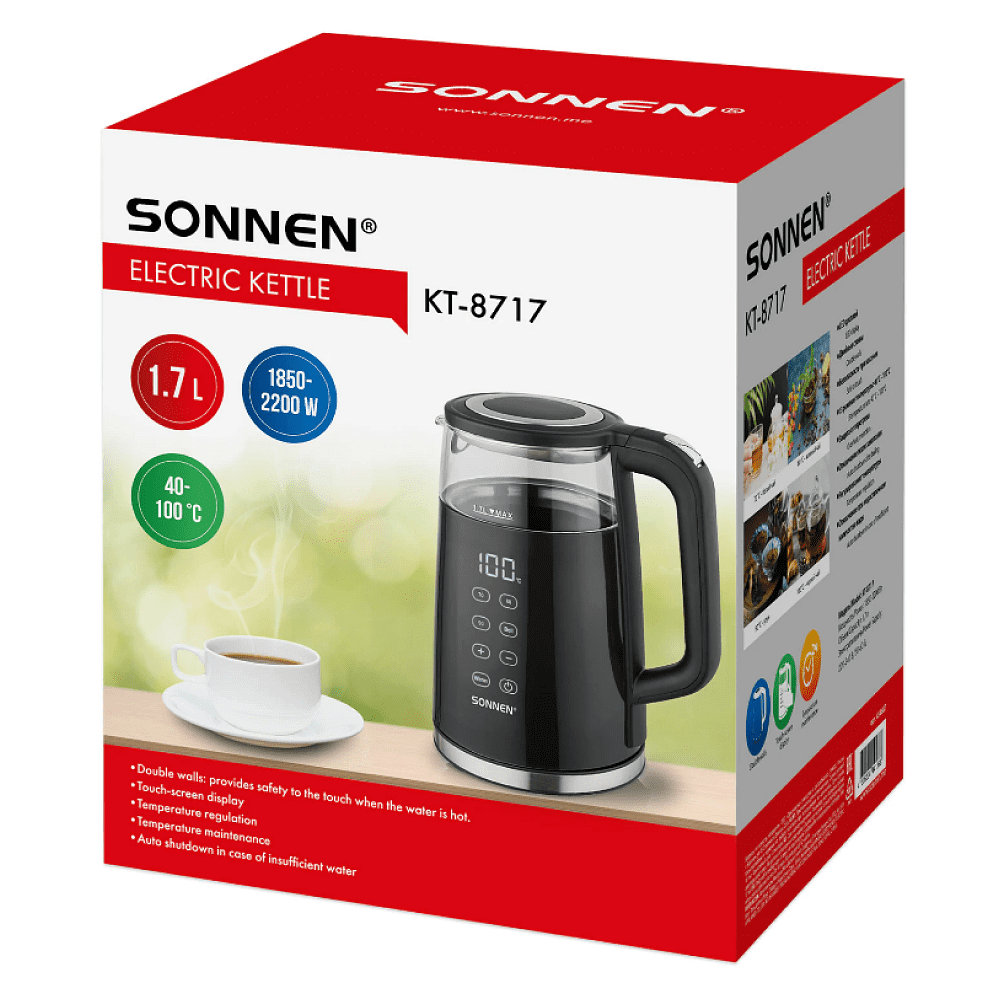 Электрочайник Sonnen "KT-8717", черный - 7