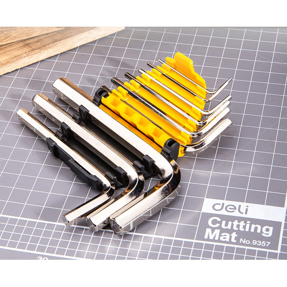 Набор ключей Г-образных Deli YS EDL230009 шестигранный, 1,5-10 мм, 9 шт., серебристый, блистер - 5