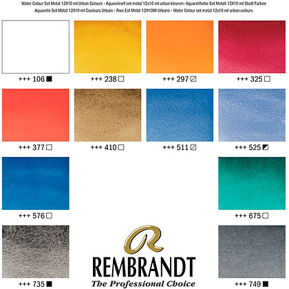 Набор красок акварельных пейзажных "Rembrandt", 12 цветов, 10 мл, тубы - 2