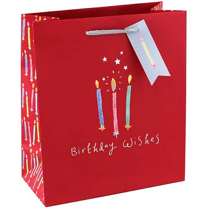 Пакет бумажный подарочный "BDAY WISHES CANDLE", 26.5x14x33 см, разноцветный