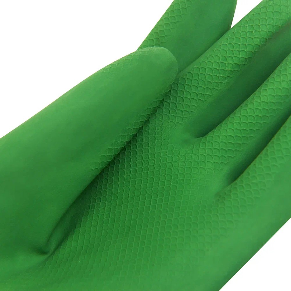 Перчатки латексные хозяйственные Zaubex БИКОЛОР, усиленные, р-р L, зеленый, желтый - 4