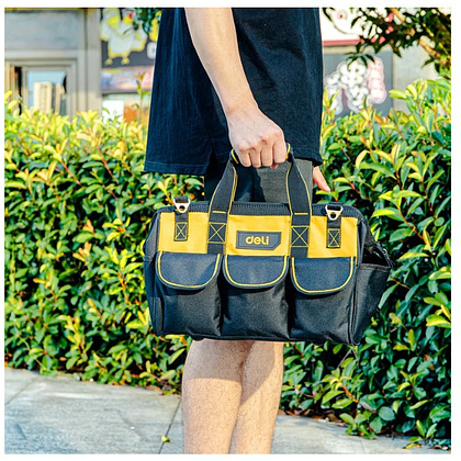 Сумка для инструментов Deli YS EDL430116, 360х180х250 мм, ткань Oxford, черный, желтый - 12